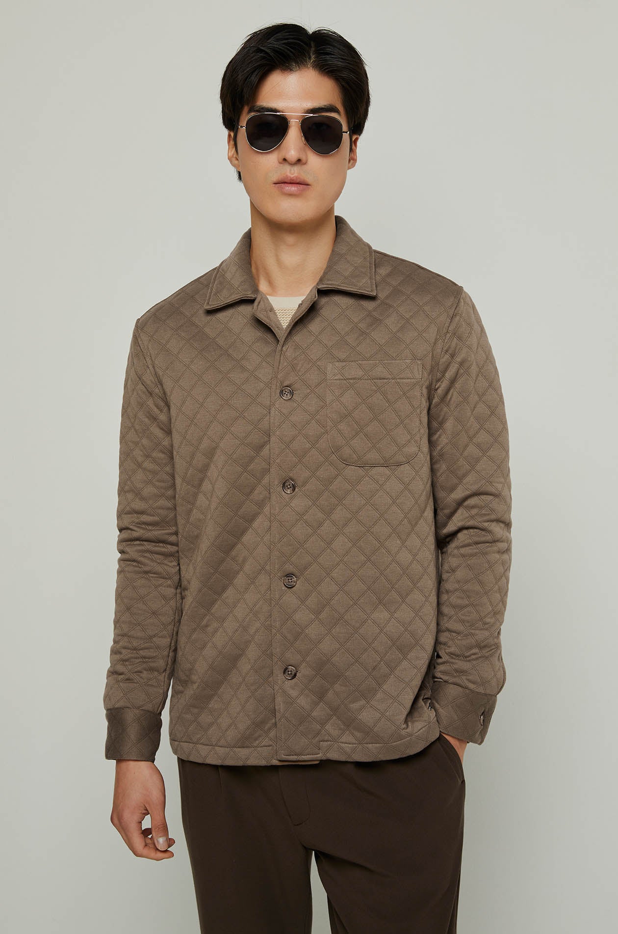 ARGYLE QUILTED OVERSHIRT