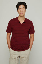 STRIPE TEXTURED KNITTED POLO