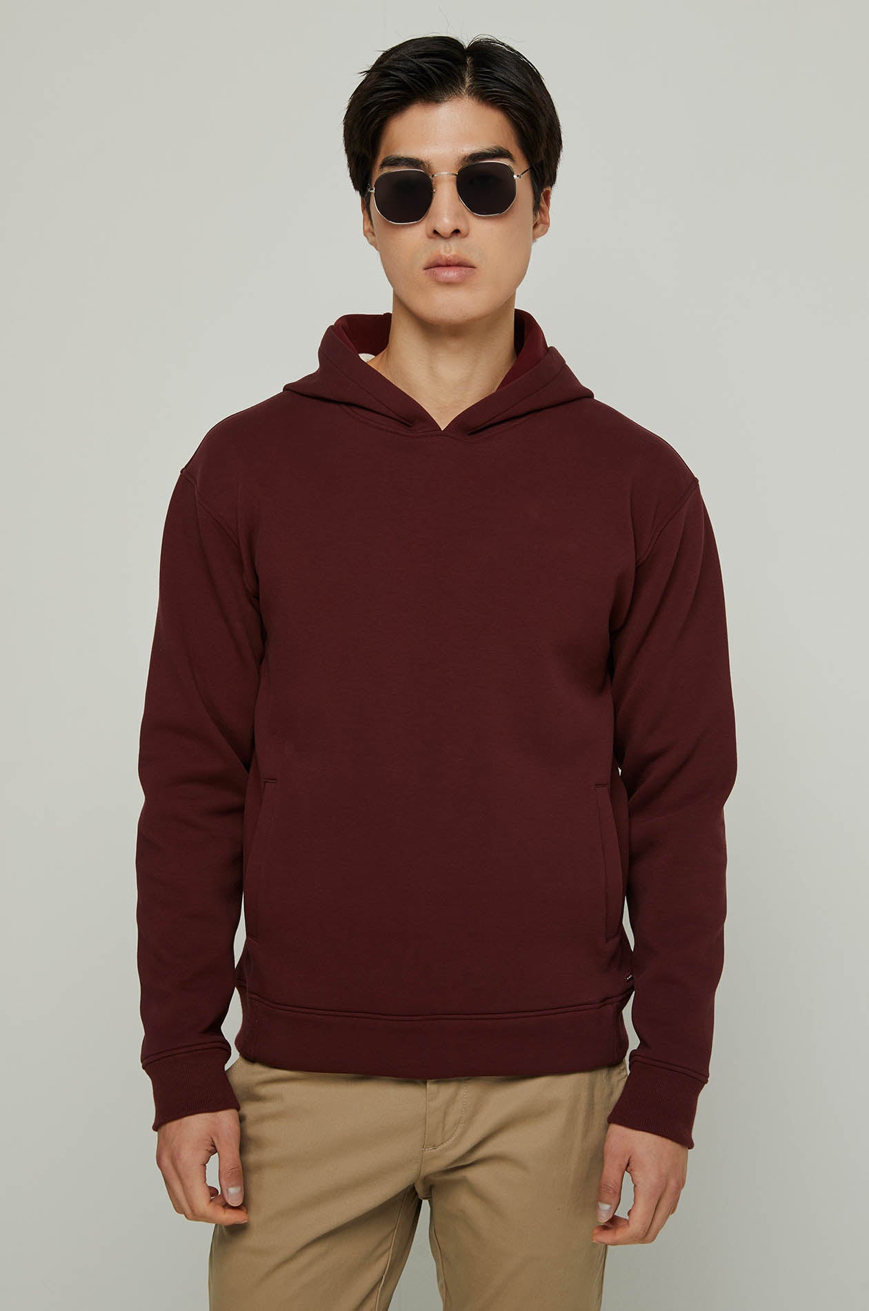 DARK RED COTTON HOODIE