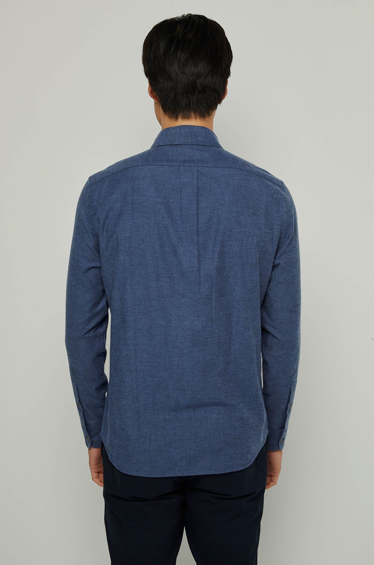 COTTON TWILL WASHED LONG SLEEVE SHIRT Navy / XXL