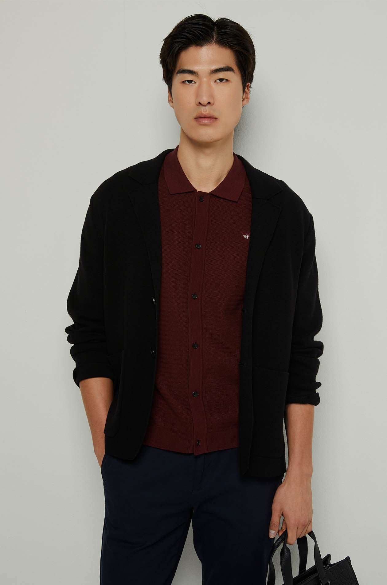 TEXTURED KNITTED SHORT SLEEVE SHIRT