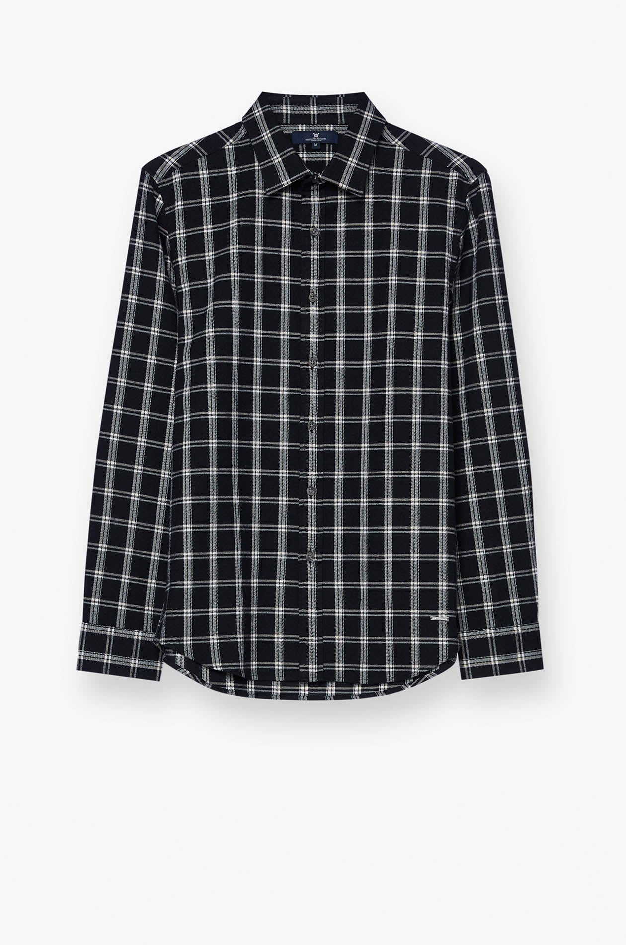 CHECKERED PRINTED LONG SLEEVE SHIRT Black / XXL