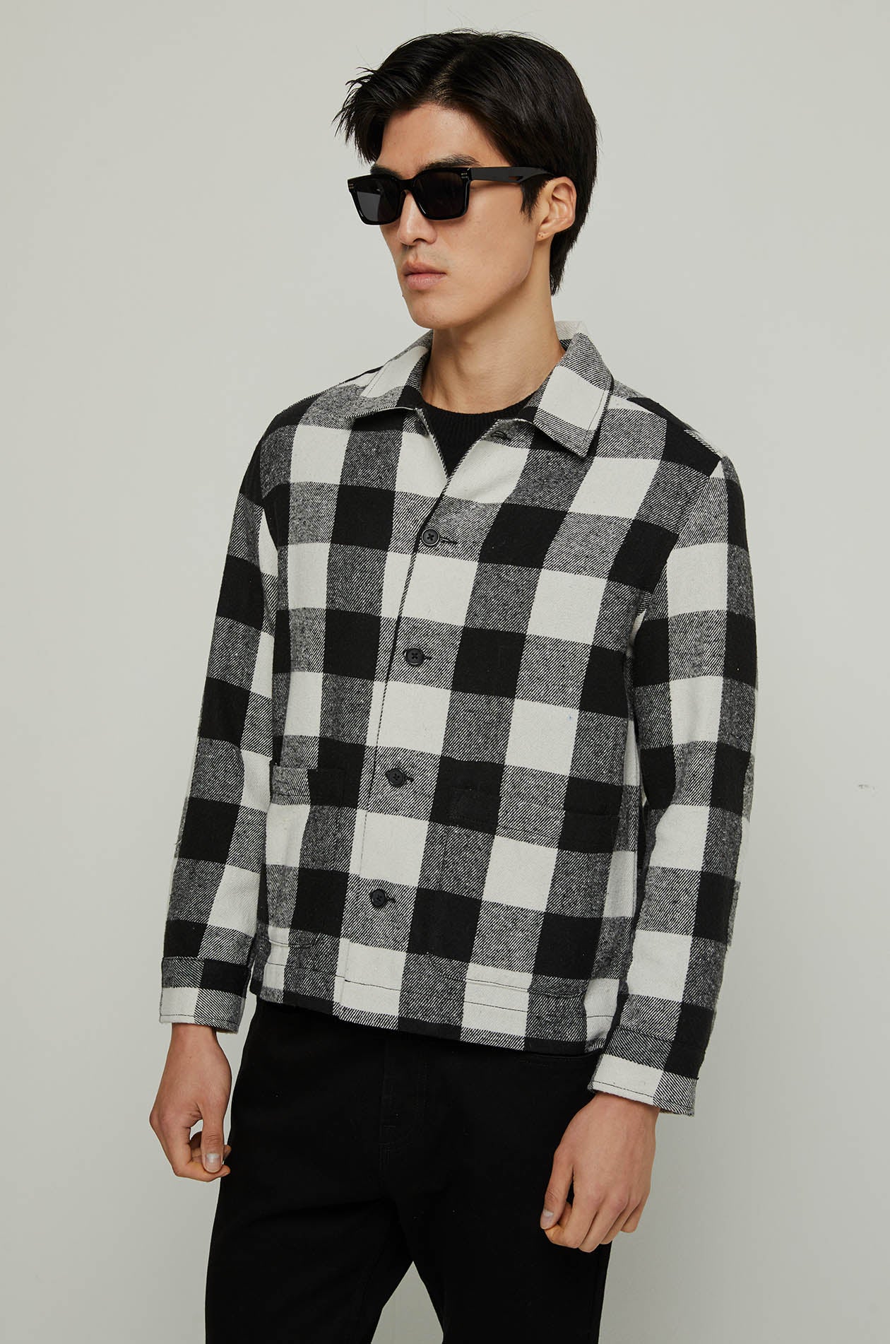 CHECKERED DOUBLE POCKET SHIRT Black / XXL