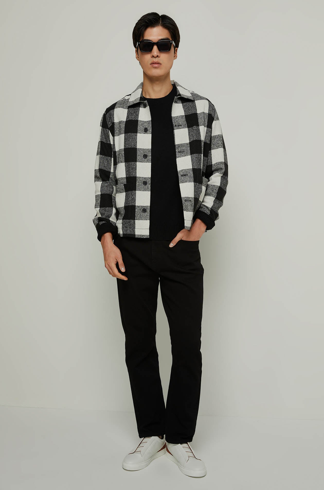 CHECKERED DOUBLE POCKET SHIRT Black / XXL