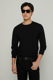 BLACK KNITTED PULLOVER Black / XL