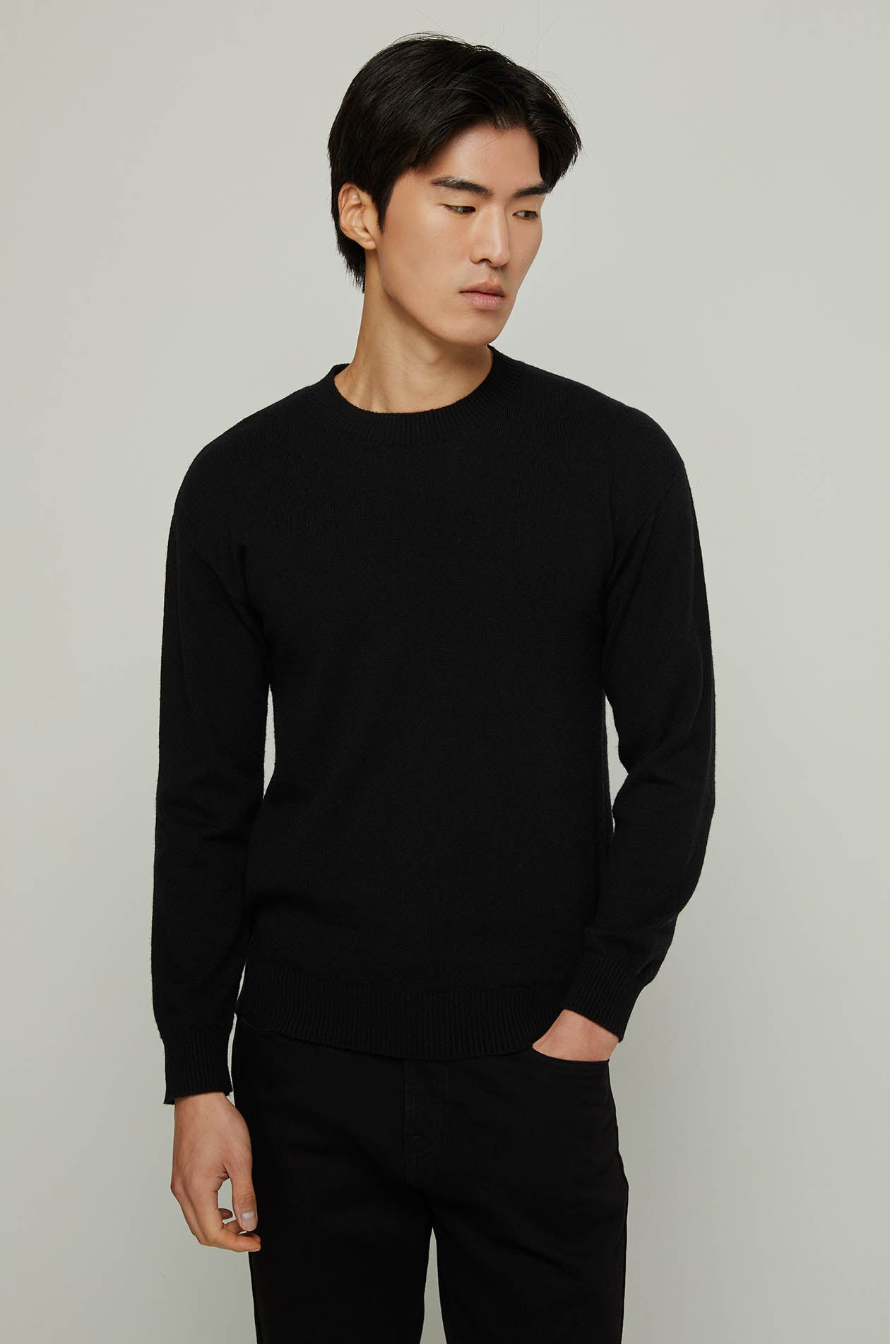 BLACK KNITTED PULLOVER Black / XL