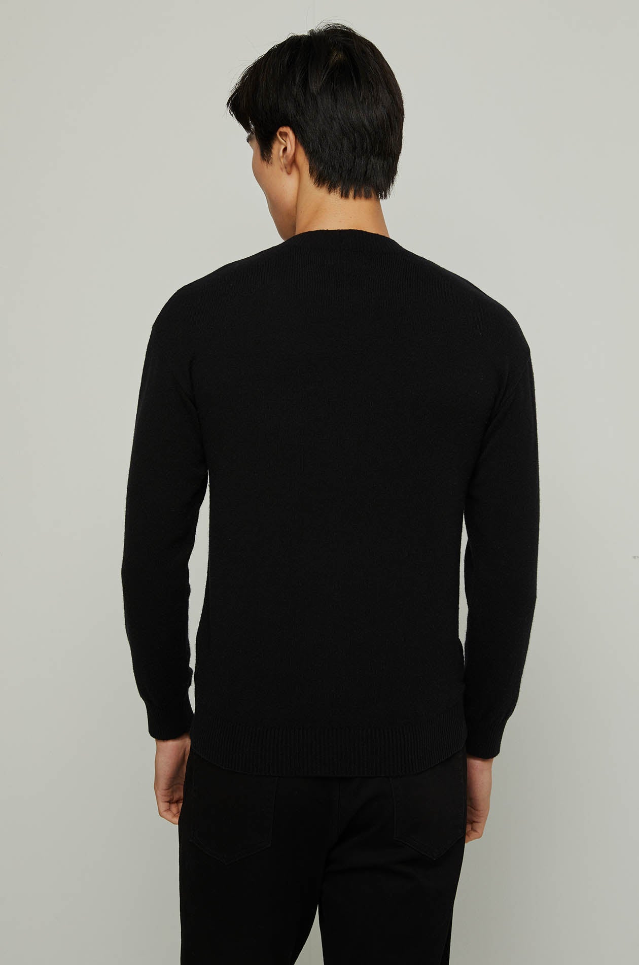 BLACK KNITTED PULLOVER Black / XL