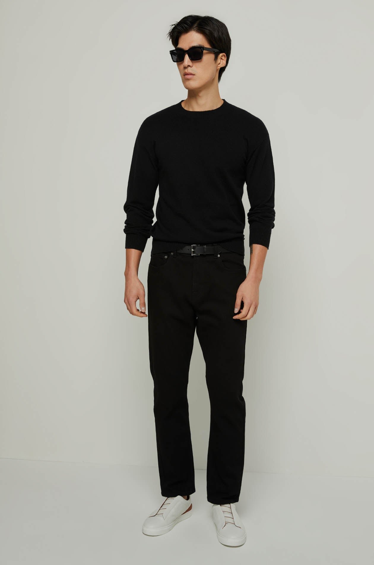 BLACK KNITTED PULLOVER Black / XL