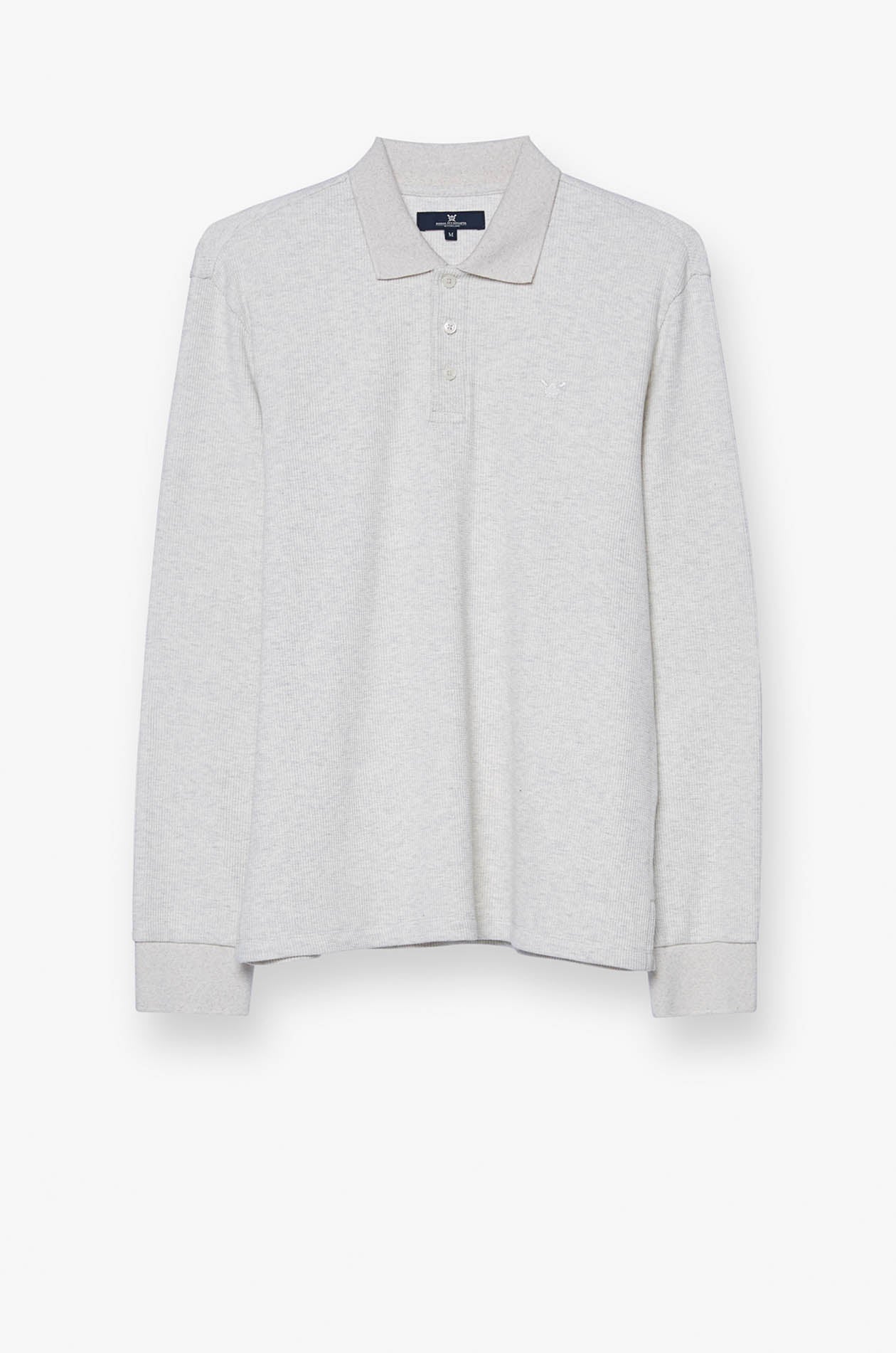 WAFFLE KNITTED LONG SLEEVE POLO Cream / XXL