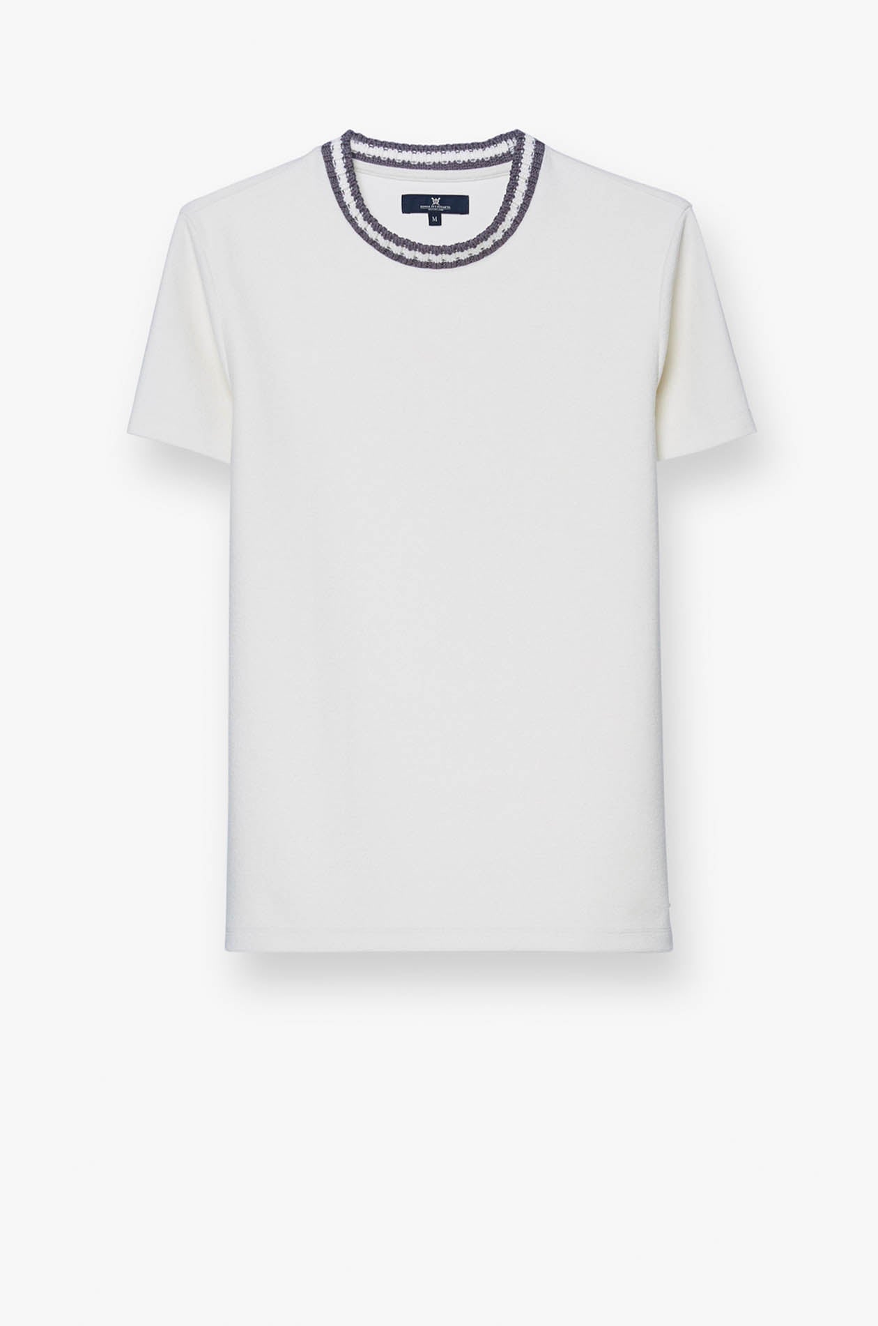 CROCHET STRIPED COLLAR TEE Dark Grey / XXL