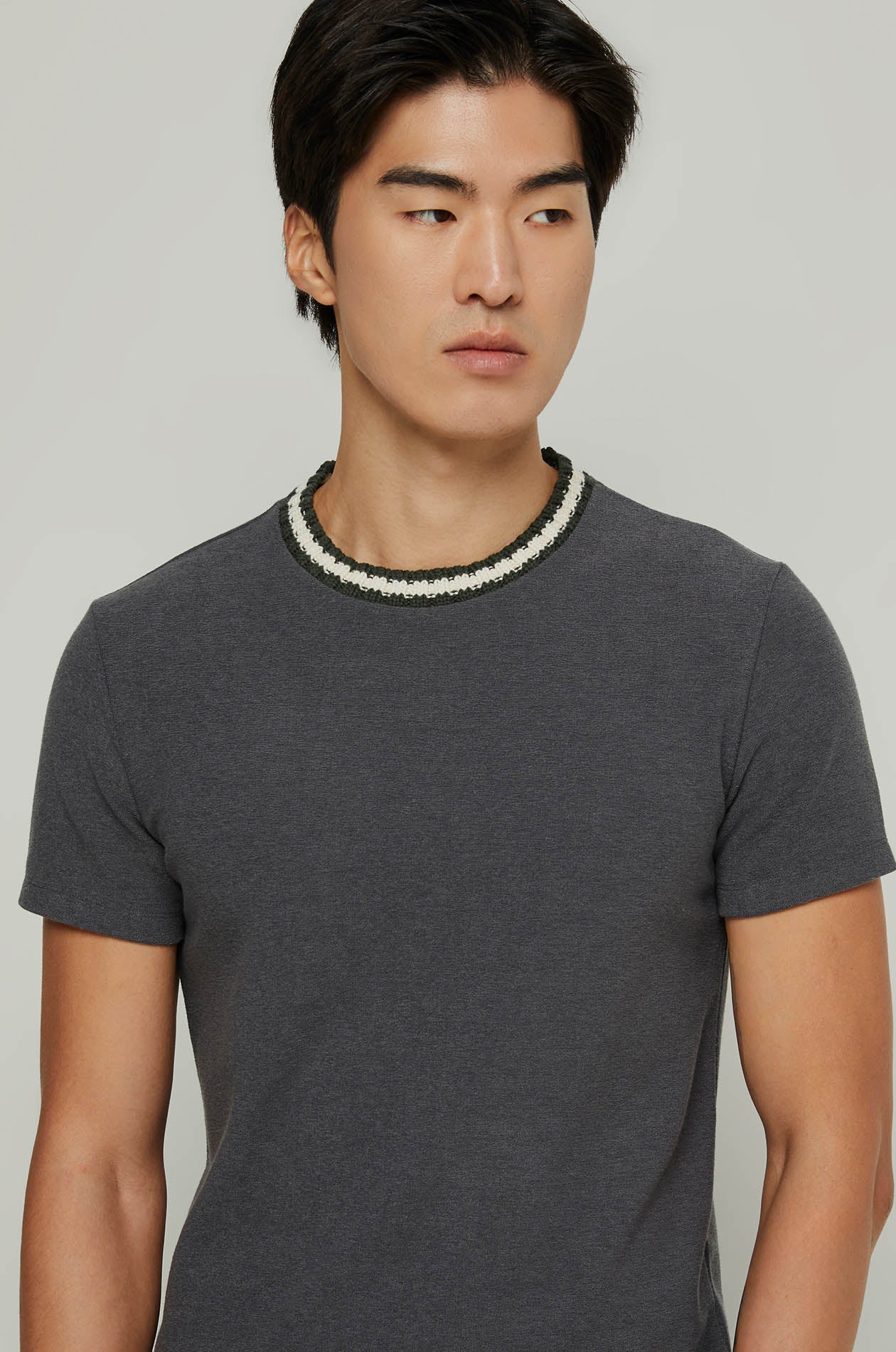 CROCHET STRIPED COLLAR TEE