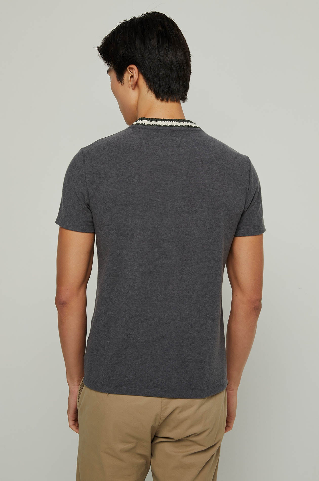 CROCHET STRIPED COLLAR TEE