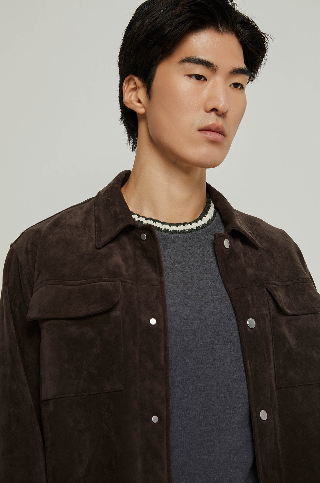 CROCHET STRIPED COLLAR TEE