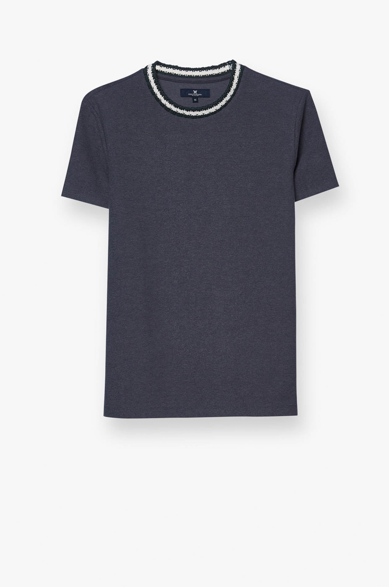 CROCHET STRIPED COLLAR TEE