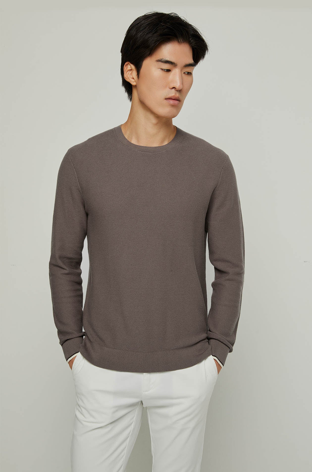 WAFFLE TEXTURED KNITTED TEE Dark Green / XXL