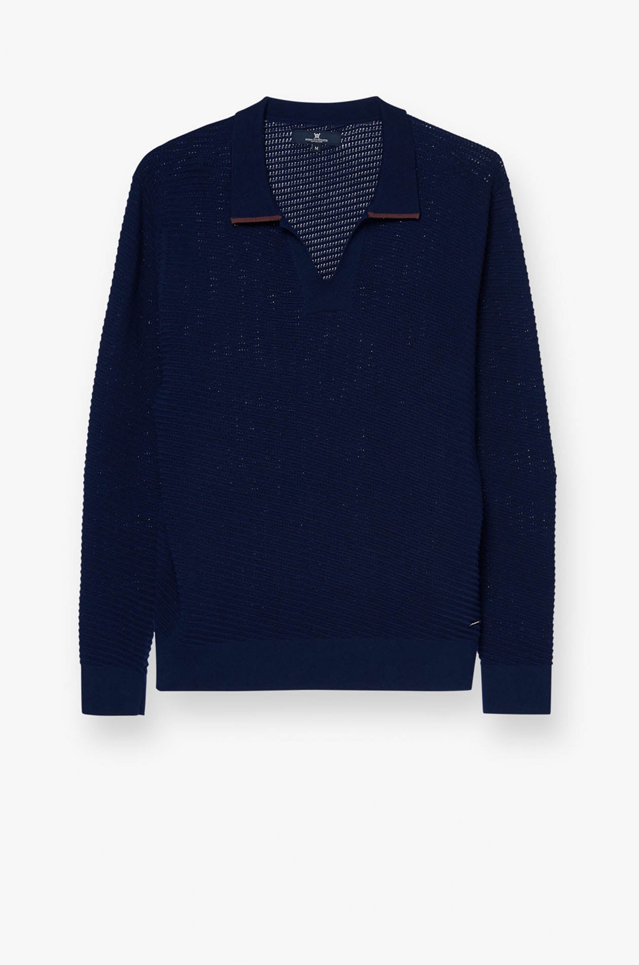 STRIPED TEXTURED LONG SLEEVE POLO