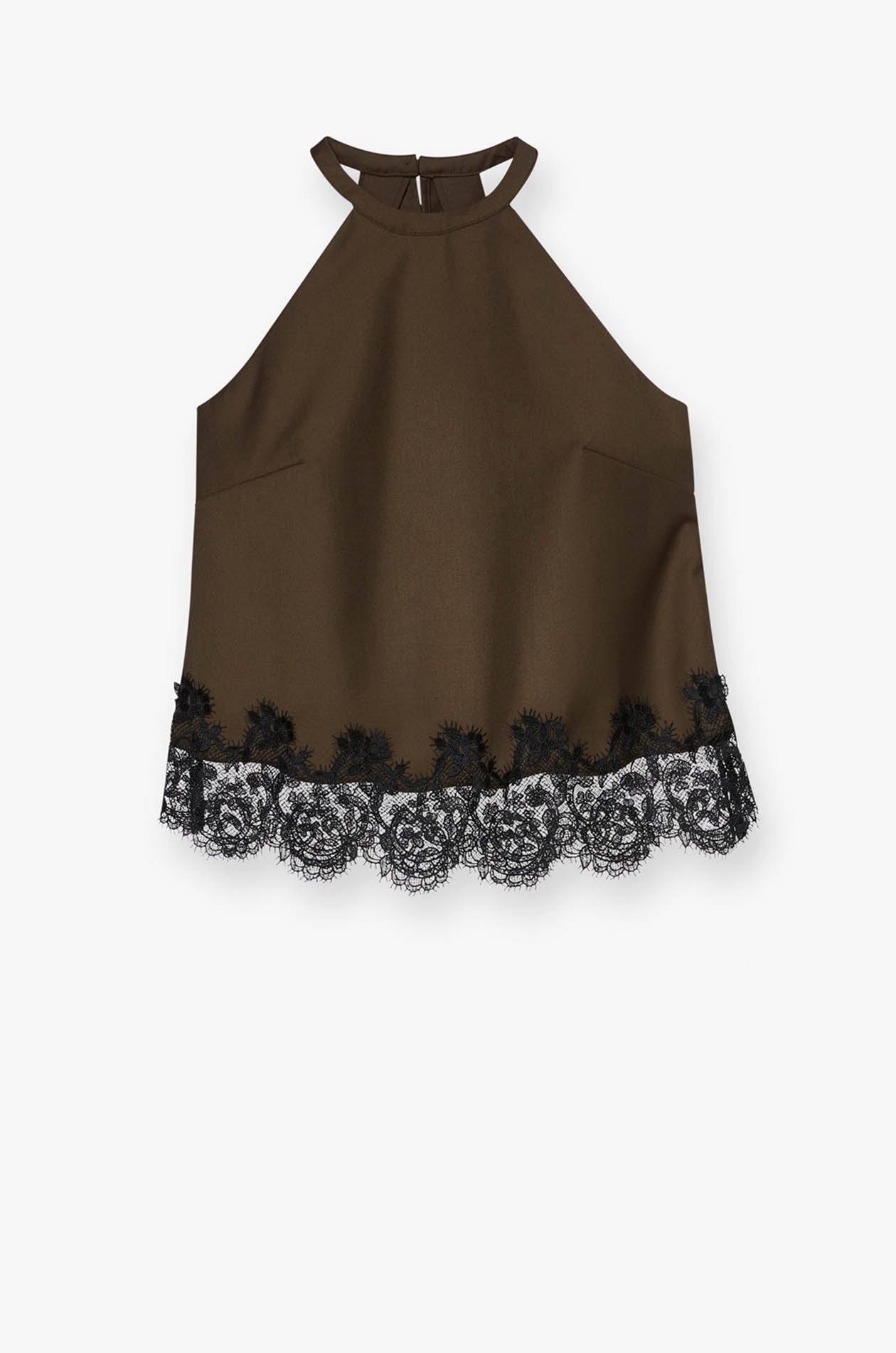 HALTER TOP WITH LACE HEM