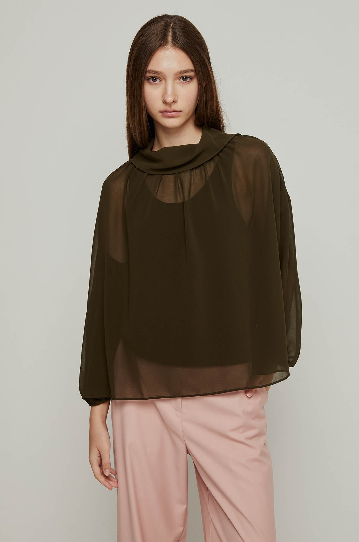 PLEATED FRONT BLOUSE