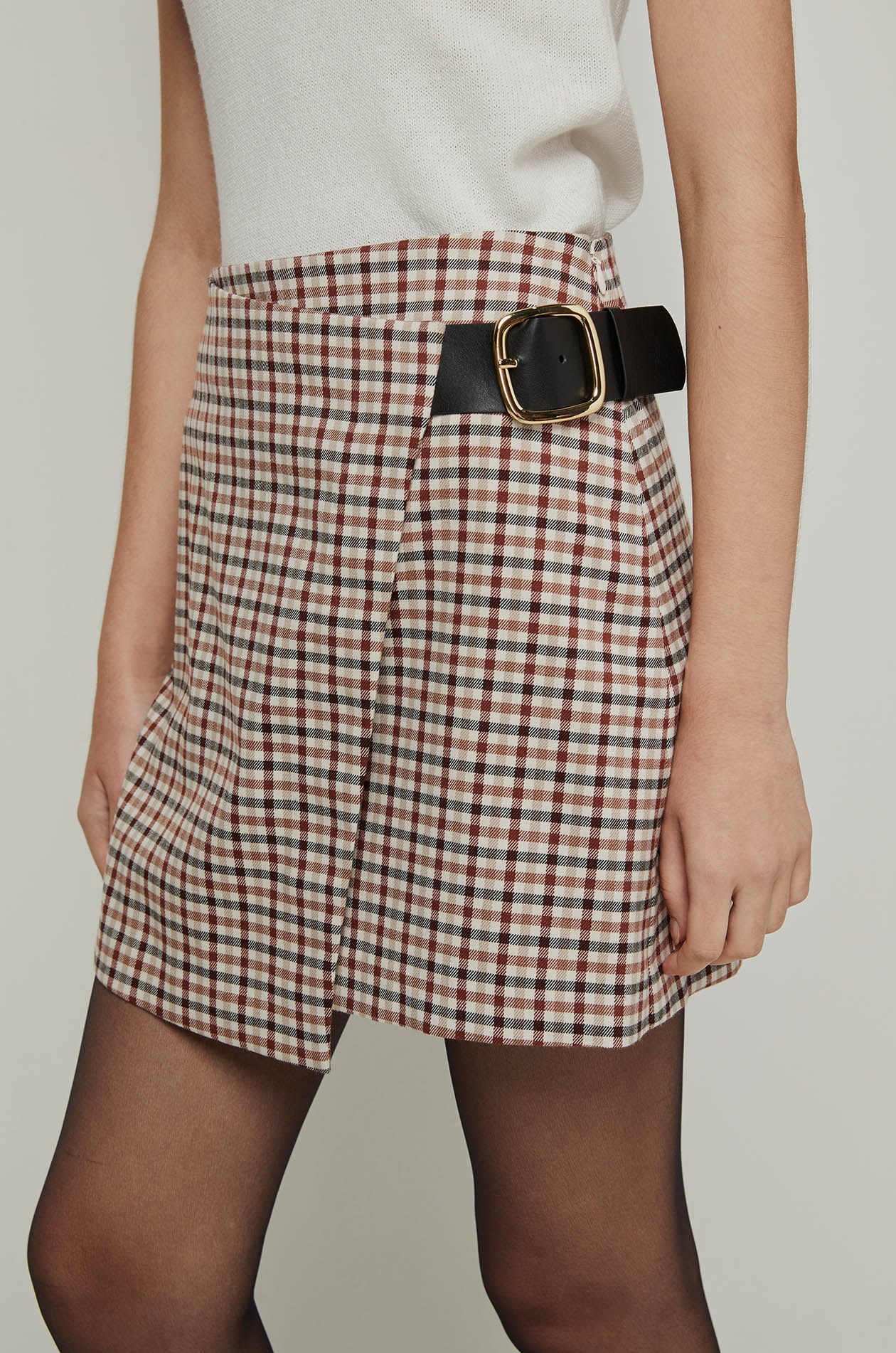 CHECK PRINTED MINI SKIRT