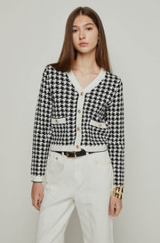 HOUNDSTOOTH KNITTED CARDIGAN