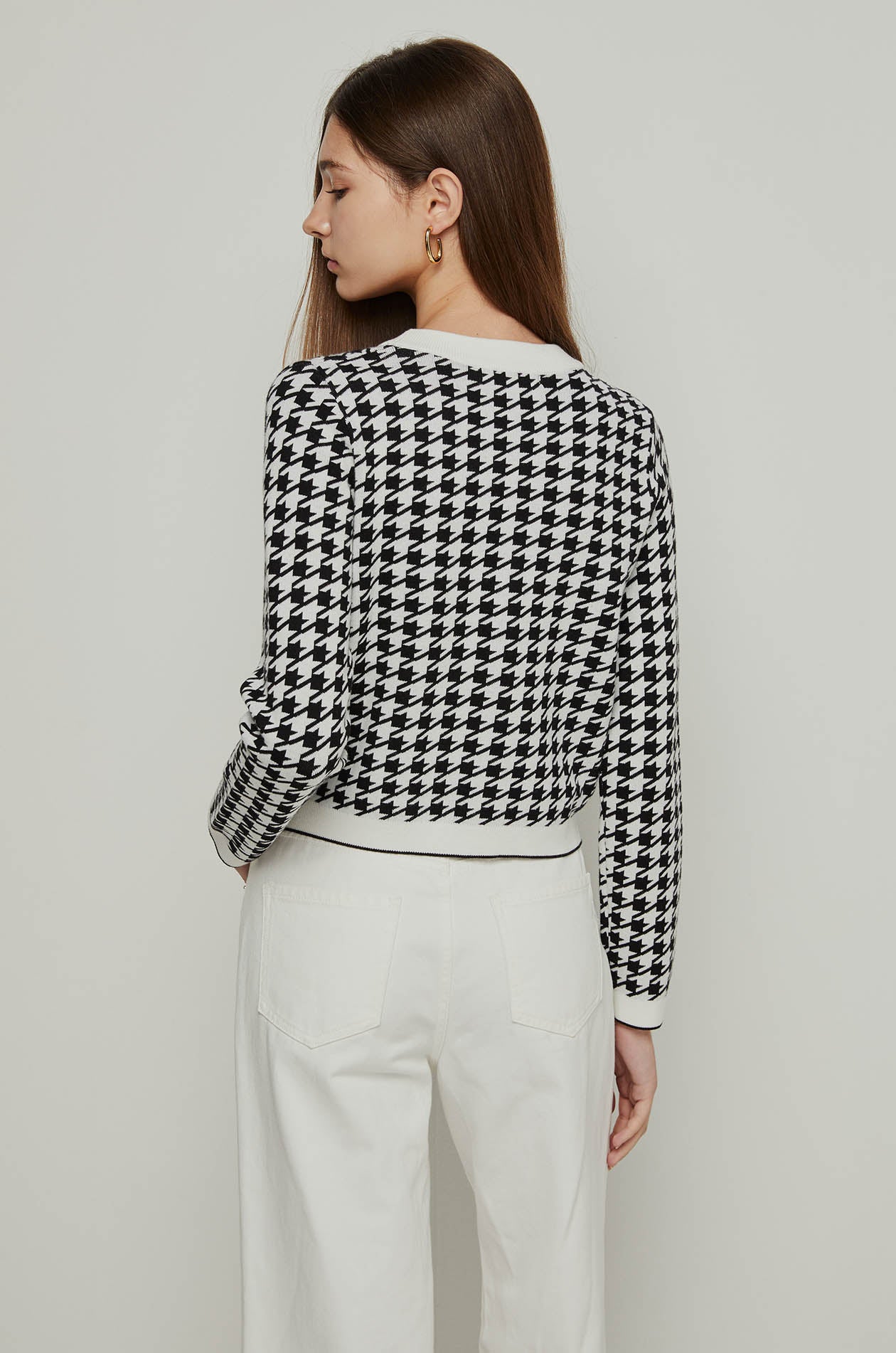 HOUNDSTOOTH KNITTED CARDIGAN