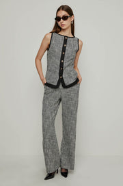 HOUNDSTOOTH WIDE LEG PANTS