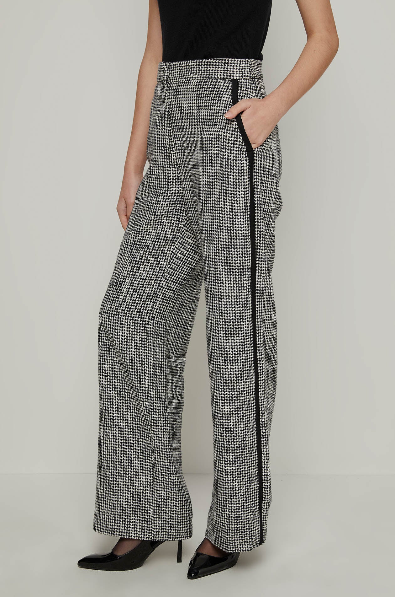 HOUNDSTOOTH WIDE LEG PANTS