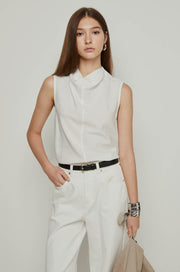 SLEEVELESS MOCK NECK TOP