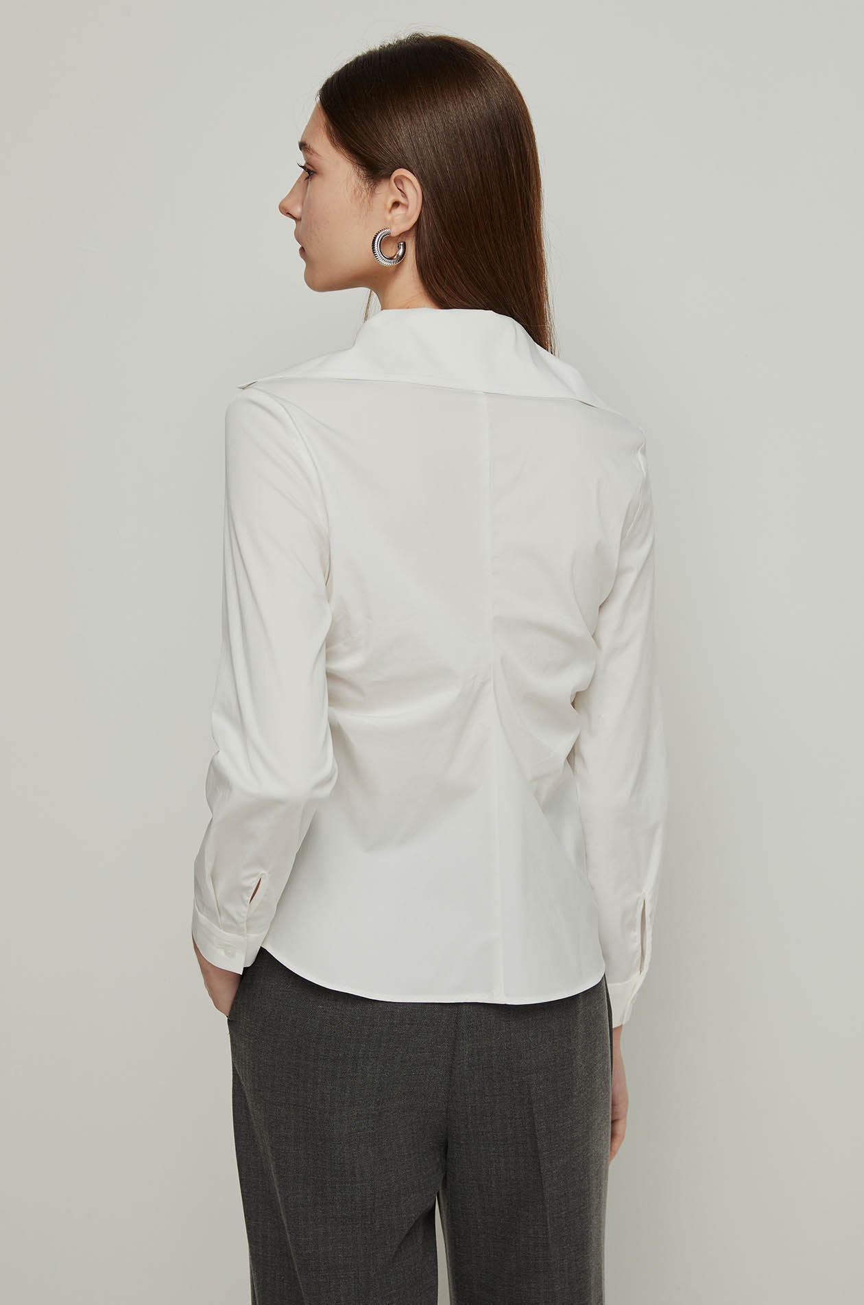 LONG SLEEVE RUCHED WAIST SHIRT