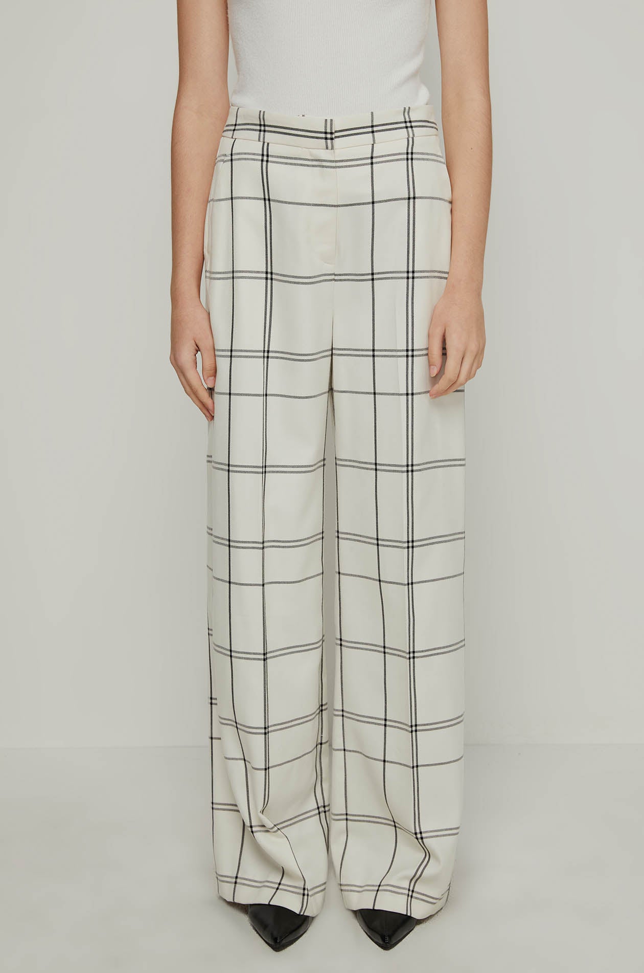 CHECK WIDE LEG PANTS