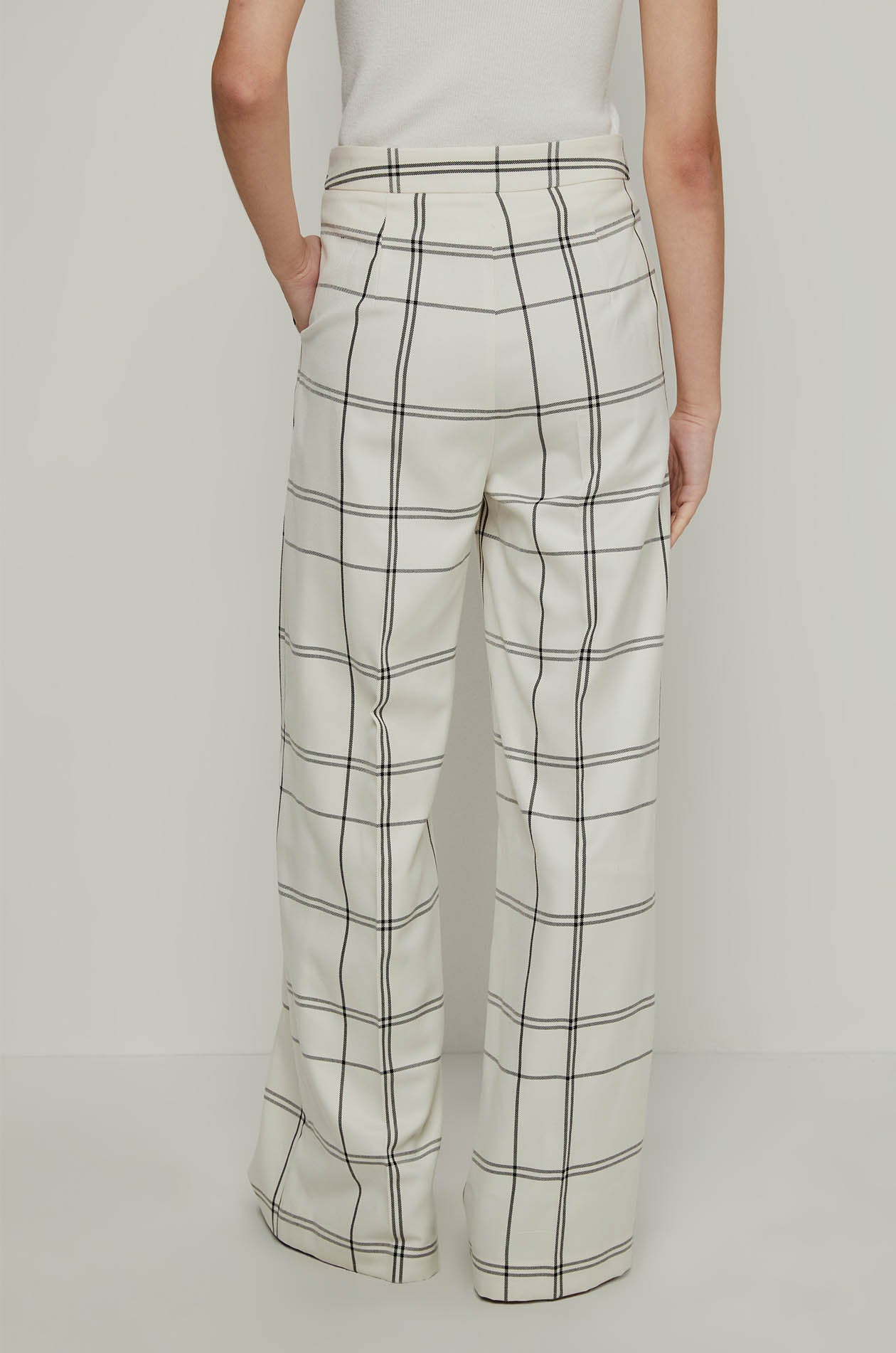 CHECK WIDE LEG PANTS