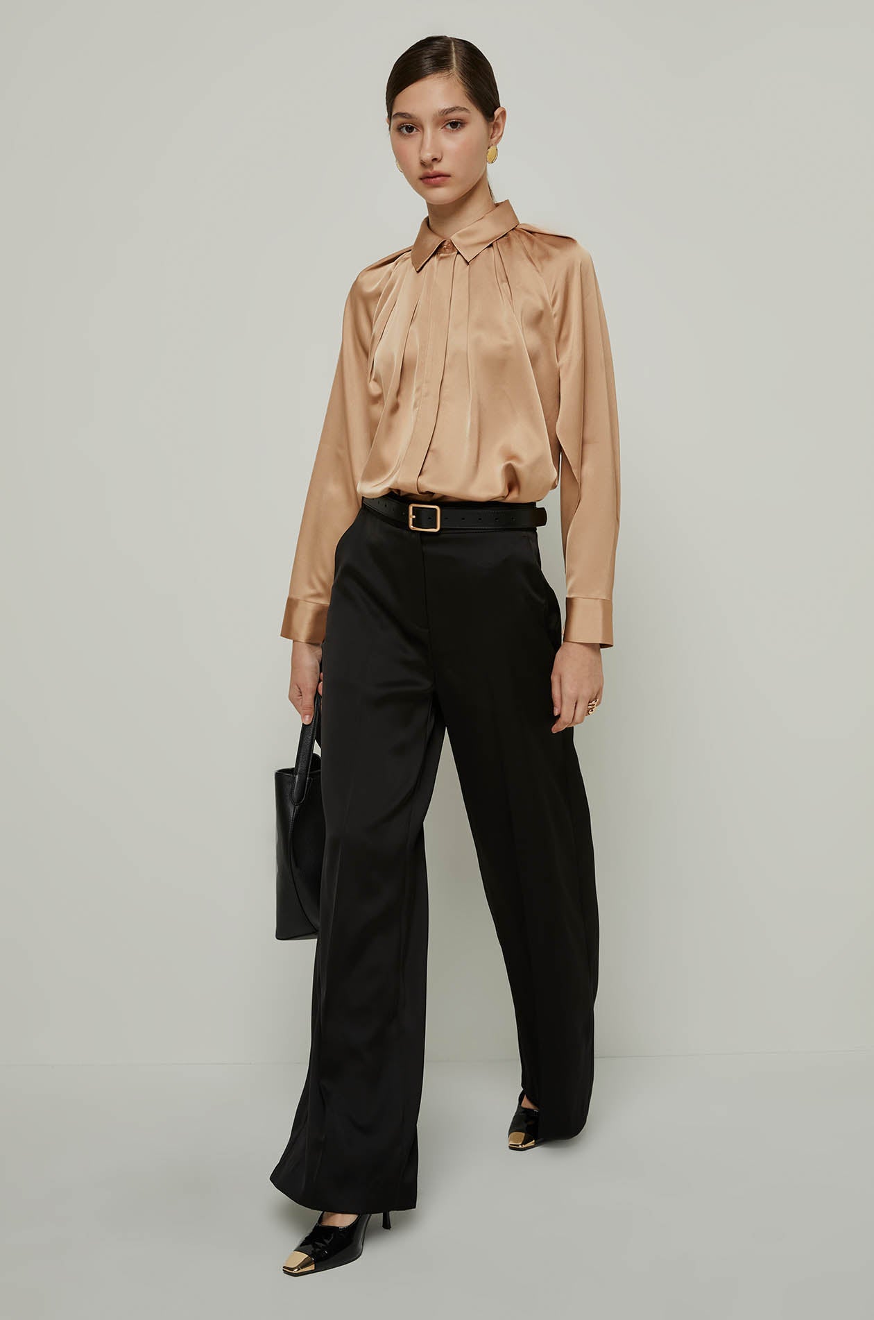 LONG SLEEVE SATIN BLOUSE