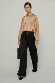 LONG SLEEVE SATIN BLOUSE