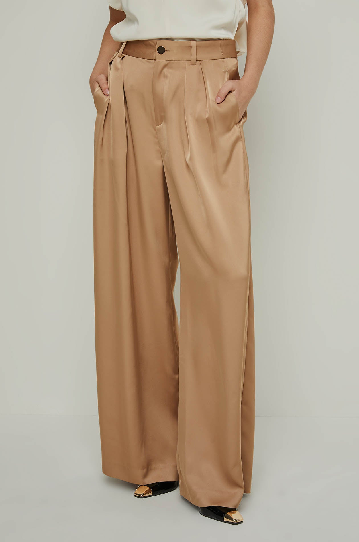 SATIN WIDE LEG PANTS