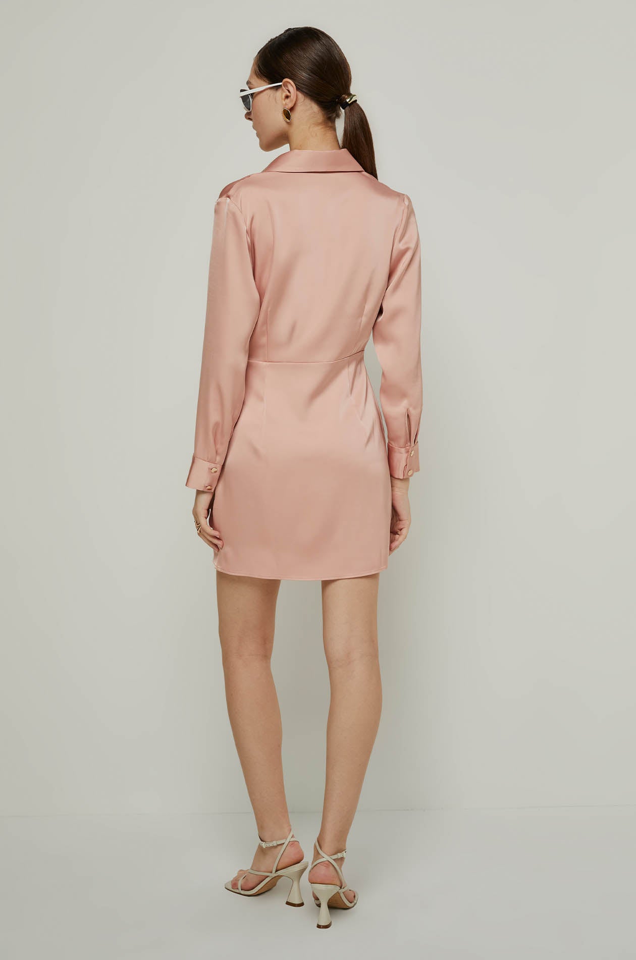 LONG SLEEVE SATIN WRAP DRESS
