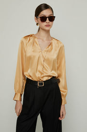 LONG SLEEVE TIE BLOUSE