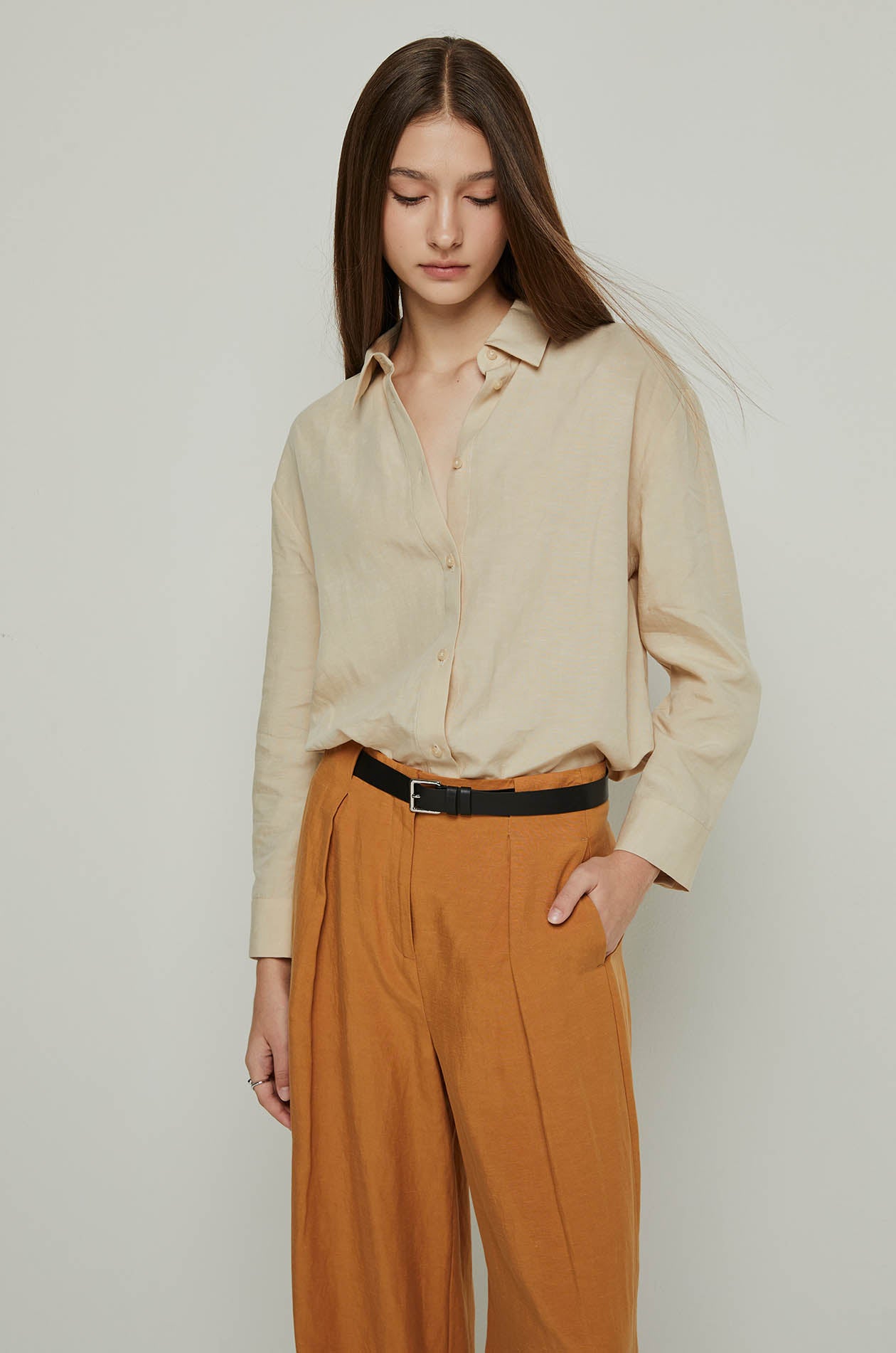 REFLECT LOGO LONG SLEEVE SHIRT Beige / XL