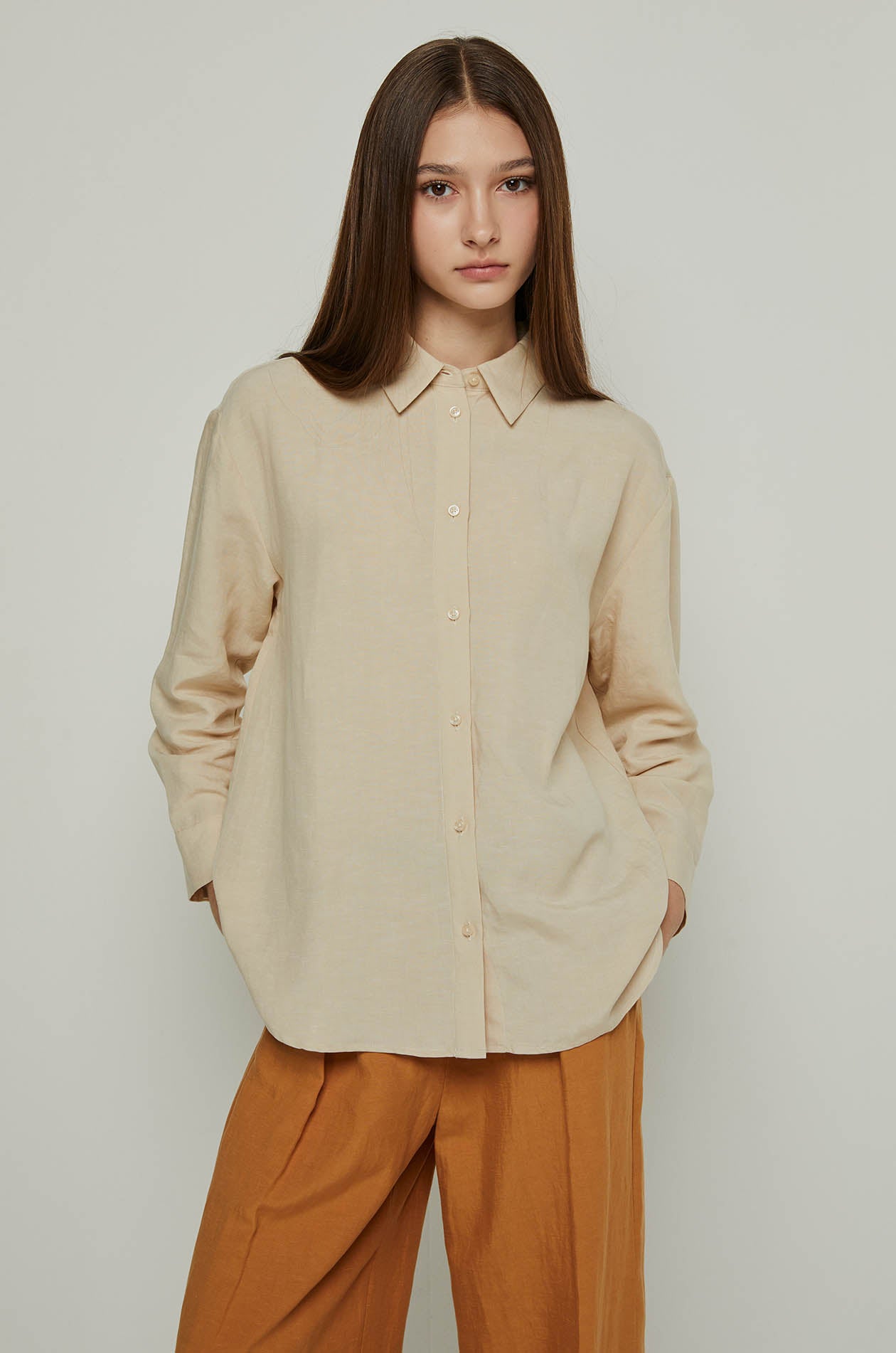 REFLECT LOGO LONG SLEEVE SHIRT Beige / XL