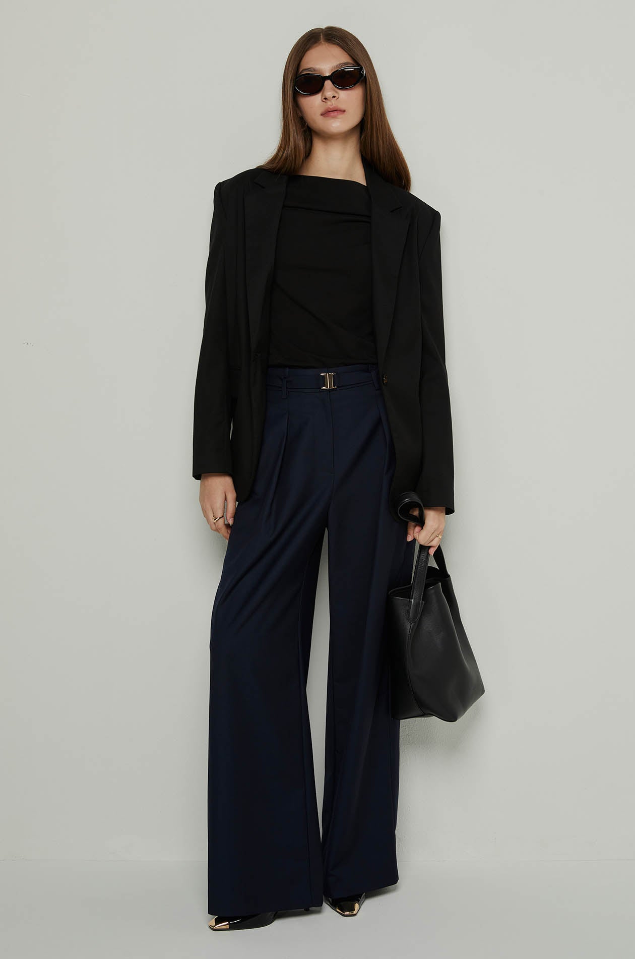 WIDE LEG PANTS WITH METAL BUCKLE
