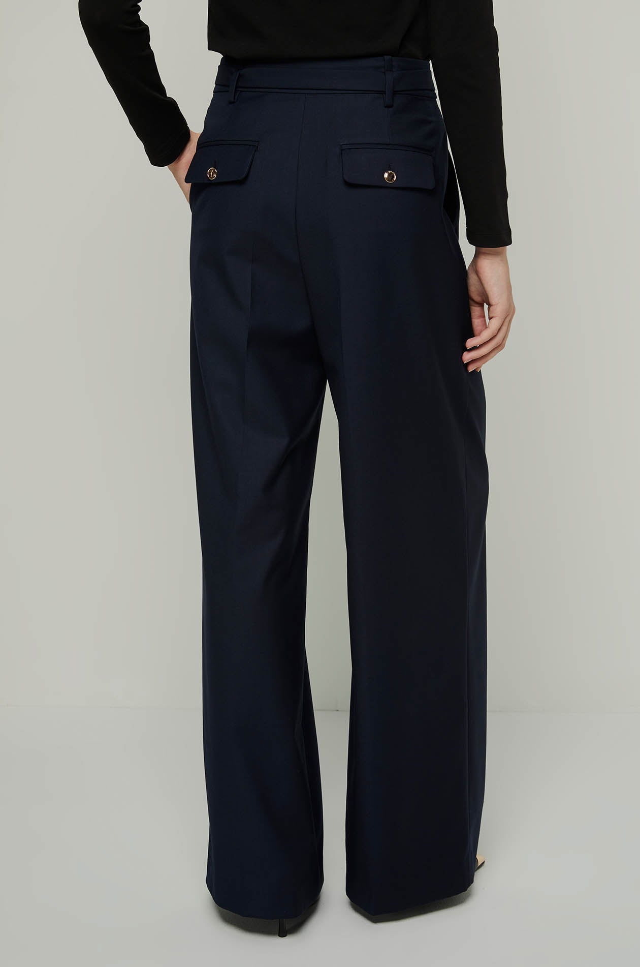 WIDE LEG PANTS WITH METAL BUCKLE