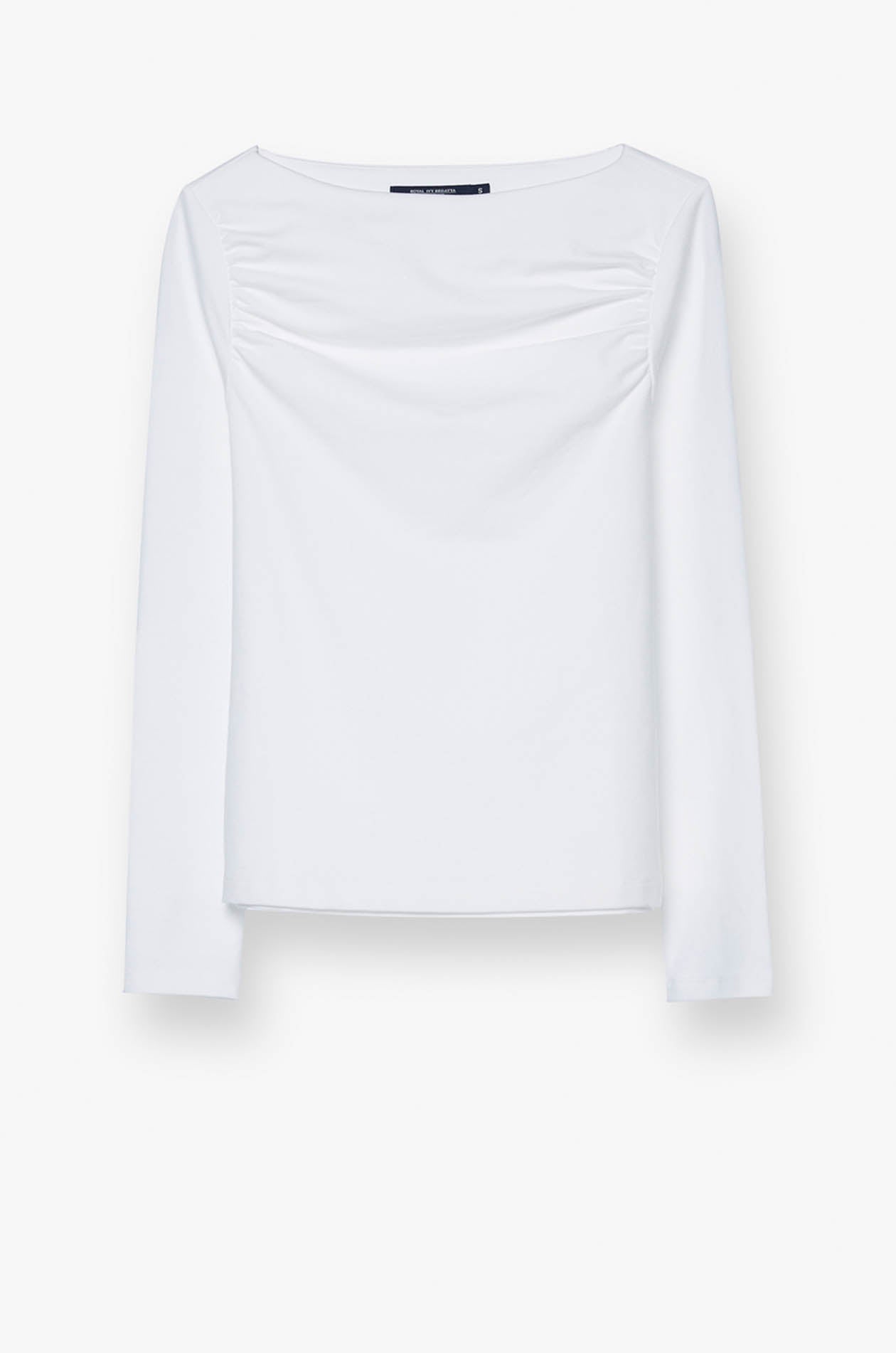 GATHERED SHOULDER LONG SLEEVE TOP Off White / XL