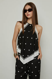 POLKA DOT HALTER NECK TOP Black / L