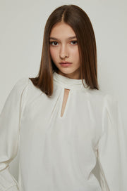 SMOCKED CUFF BLOUSE Off White / XL