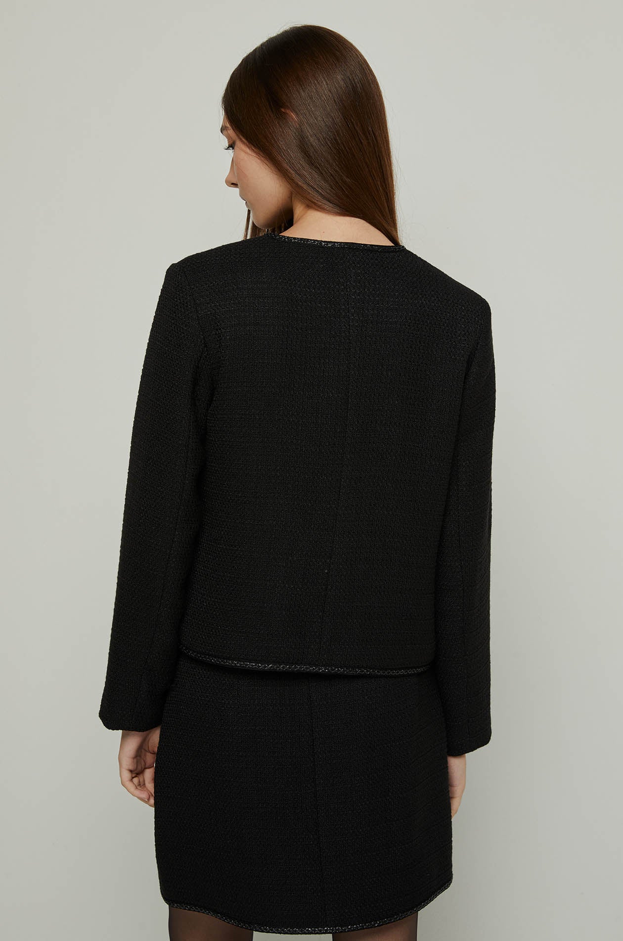 LONG SLEEVE TWEED JACKET Black / XL