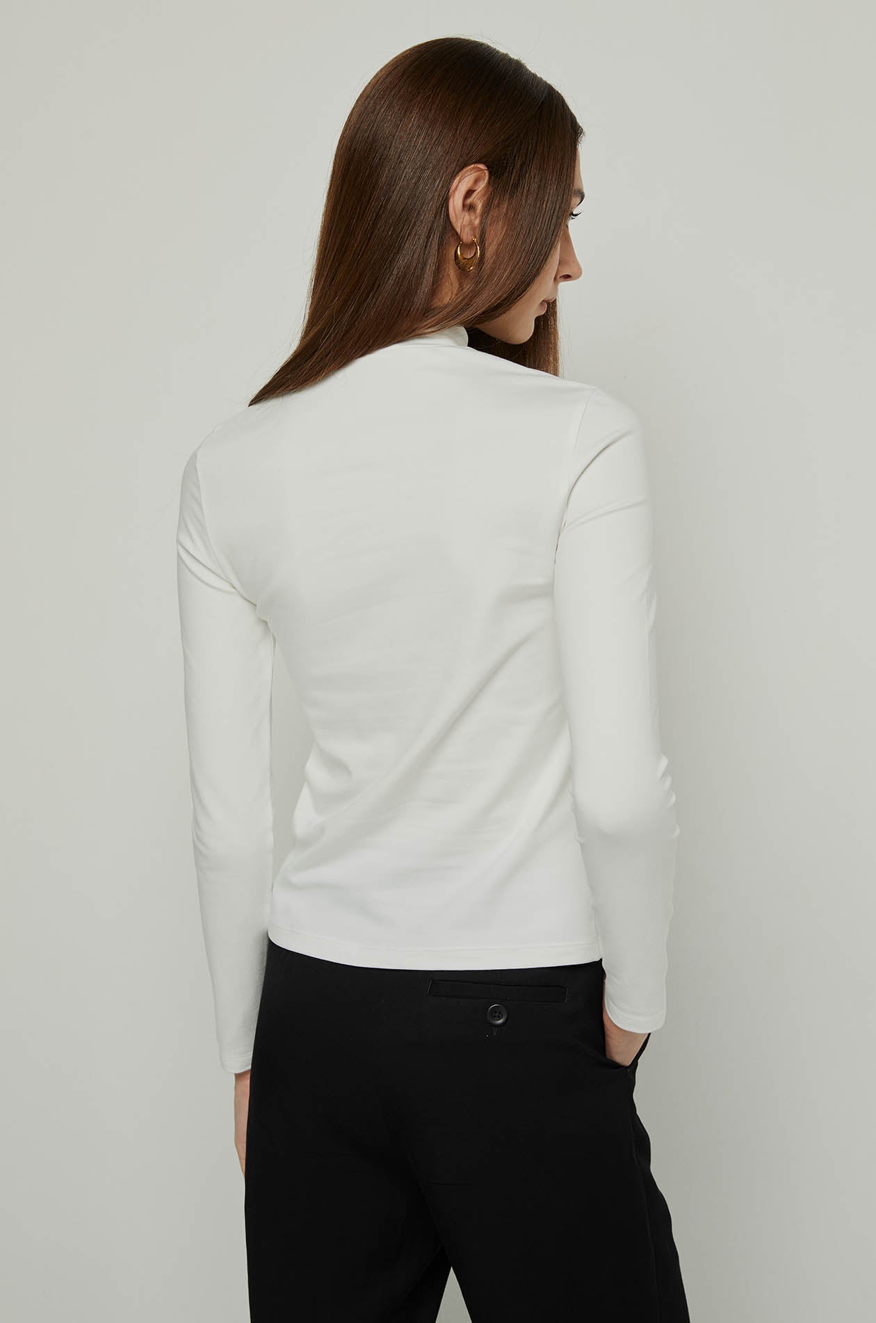 LONG SLEEVE CUT-OUT TOP Off White / XL