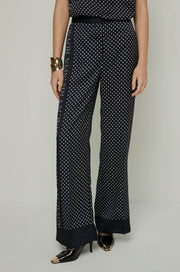 POLKA DOT WIDE LEG PANTS Navy / XL