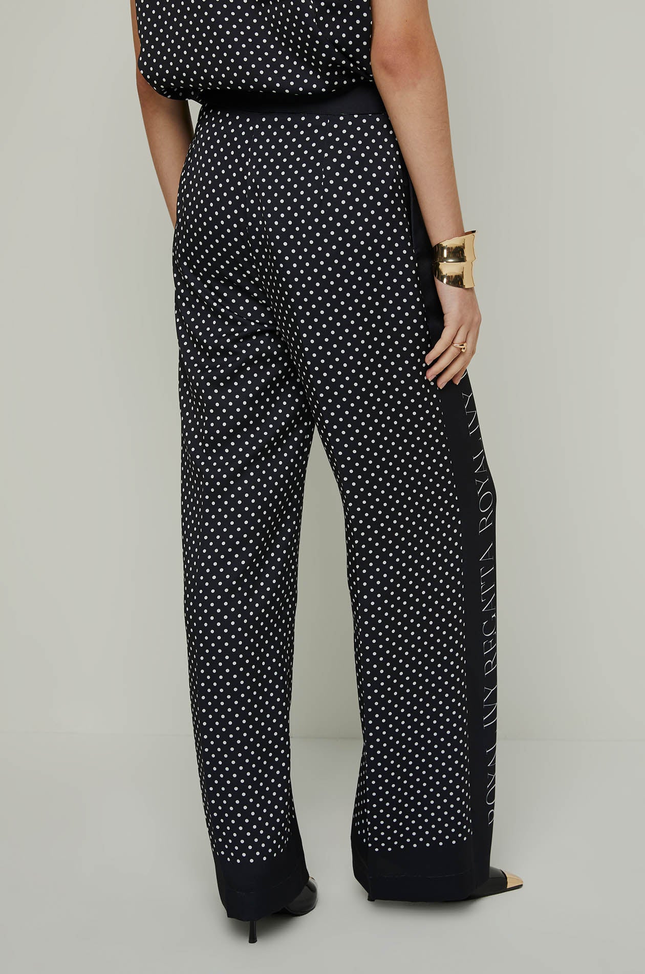 POLKA DOT WIDE LEG PANTS Navy / XL