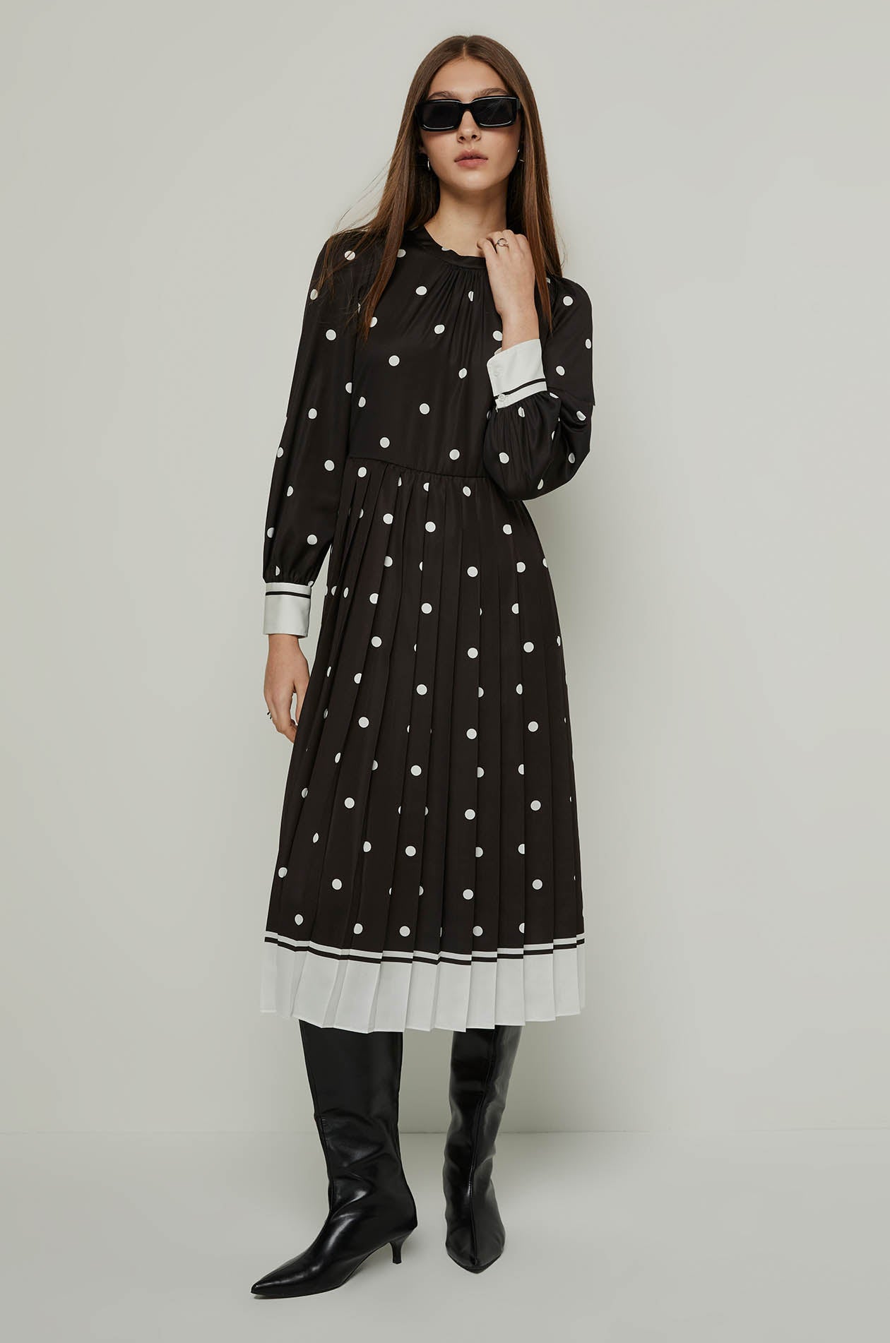 POLKA DOT MAXI DRESS Black / XL