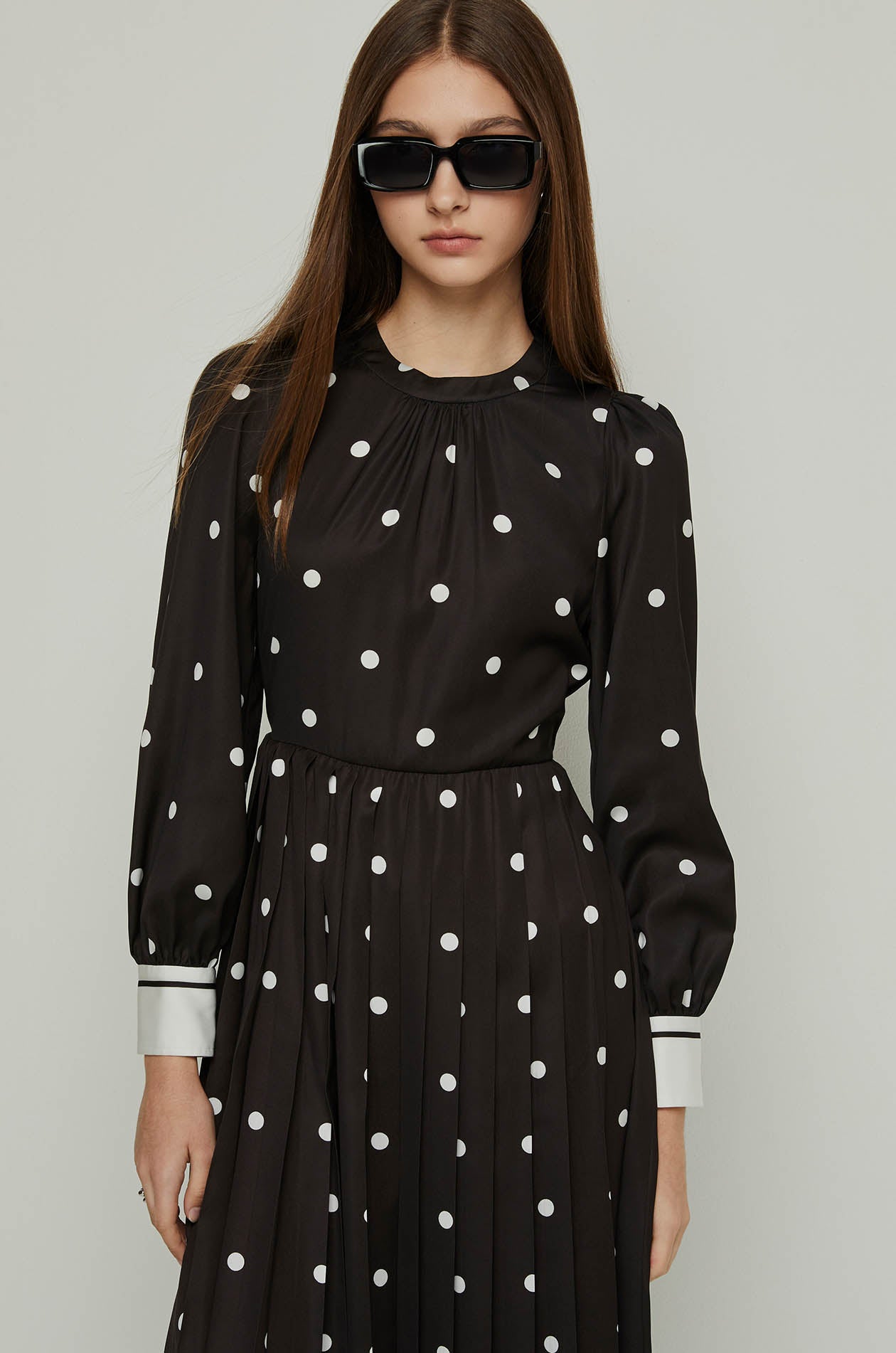 POLKA DOT MAXI DRESS Black / XL