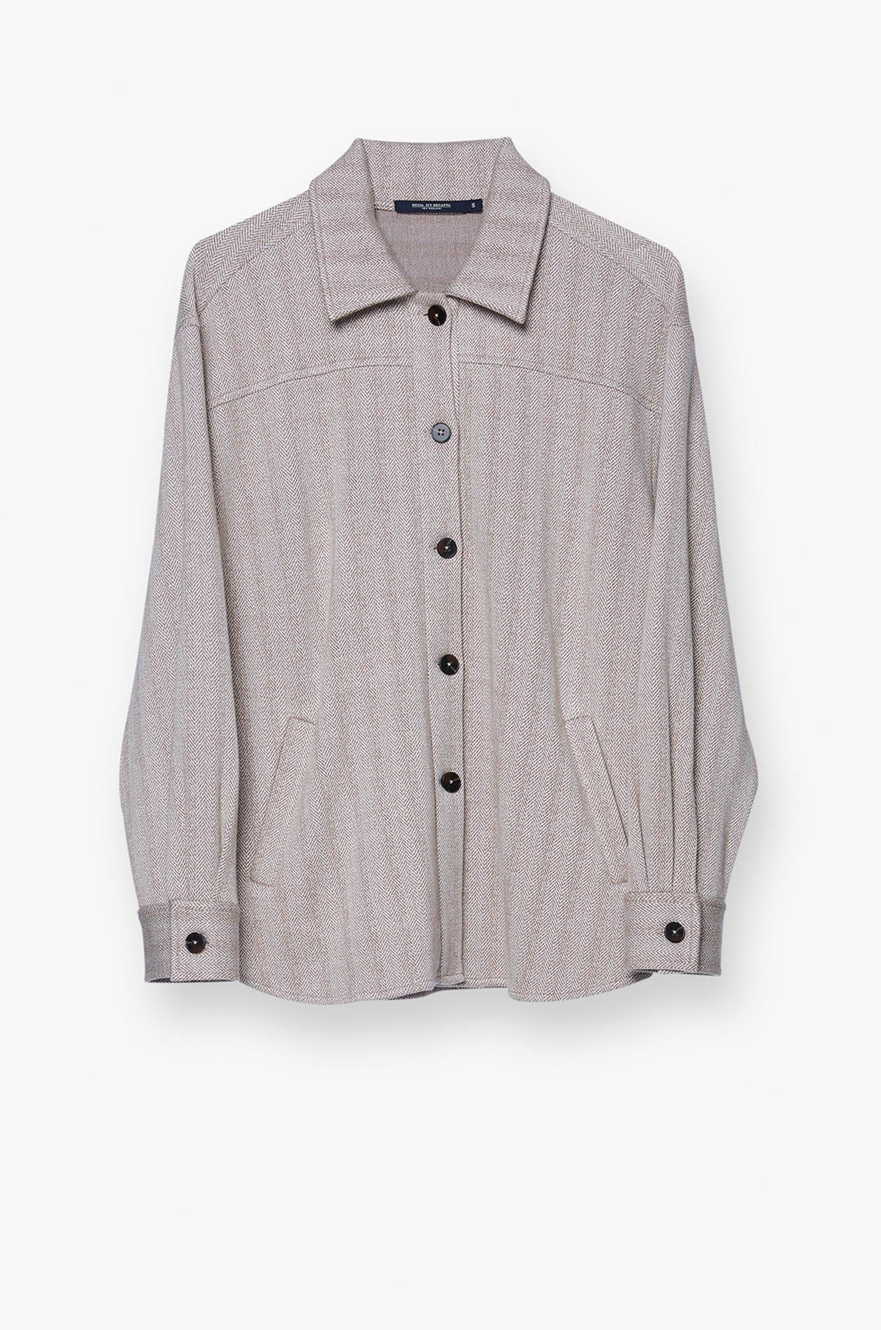 LONG SLEEVE HERRINGBONE SHIRT Brown / XL
